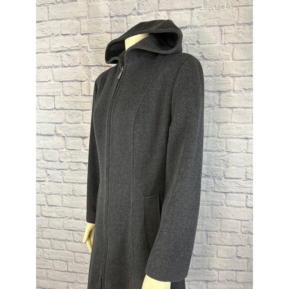 Vintage Donnybrook Y2K Hooded Charcoal Gray Coat zipper closing size 12 - Picture 7 of 13